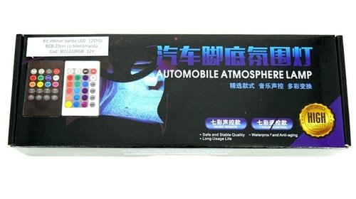 Kit Complet interior LED 4 x Benzi 12 SMD RGB cu telecomanda - 22cm