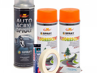 Kit complet reparatie si vopsire jante culoare Orange Fluorescent, V2 AVX-KVJ-OFV2