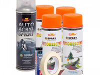 Kit complet reparatie si vopsire jante culoare Orange Fluorescent, V4 AVX-KVJ-OFV4