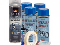 Kit complet reparatie si vopsire jante culoare Albastru Metalizat, V4 AVX-KVJ-AV4