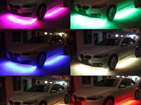 Kit iluminare ambientala cu LED pentru exterior masina, multicolor, cu telecomanda