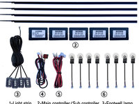 Kit lumini ambientale wireless cu LED, Acrilice 18 in 1 - Portiere, bord, manere cu banda fumurie - AMB03-SMOKE