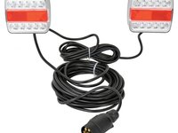 Kit magnetic remorca auto Carpoint cu lampi LED de 103x95 mm, cablu de 7,5m, fisa remorca cu 7 pini