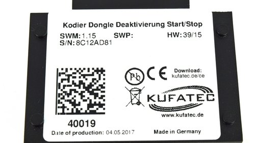 Kit modul Start / Stop AUDI A4 B9 (8W) 2016→ KUFATEC ( 40019 )