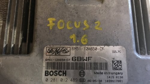 Kit Pornire Calculator Motor ECU Ford Focus 2 / C-Max 1.6TDCI 6m51-12a650-cf / 0 281 012 489