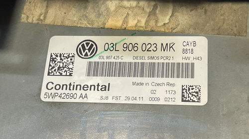 Kit Pornire ECU Calculator Motor Cip Cheie Ceas Bord Imobilizator Volkswagen Golf 6 1.6 TDI CAY CAYB 2008 - 2014 Cod 03L906023MK 03L907425C 5WP42690AA