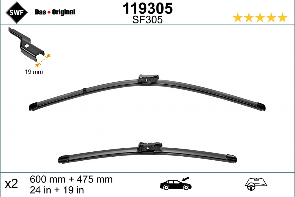 Lamela stergator fata SWF VW PASSAT B6 Variant (3C5) 2005-2011 - 119305