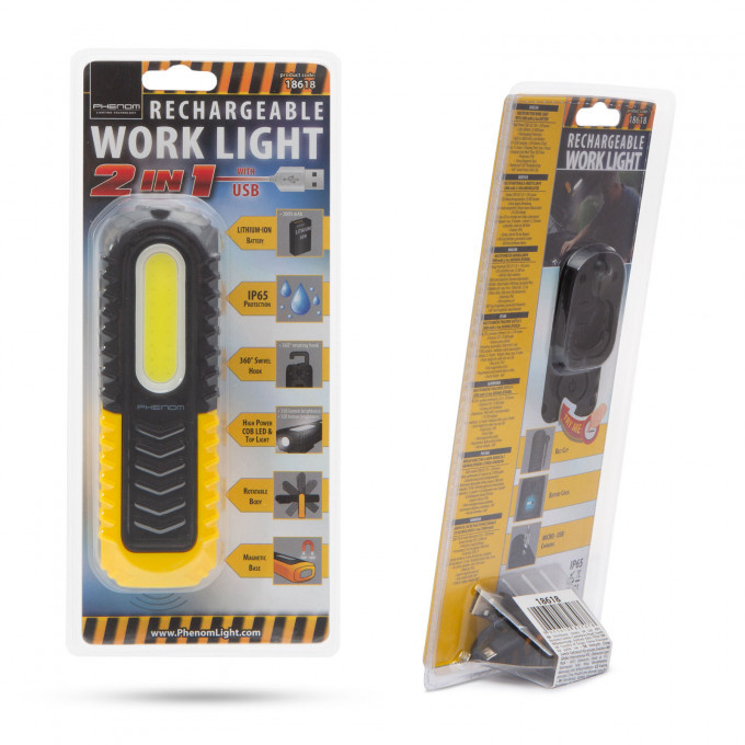 Lampă De Lucru Cob Led 2 In 1 Cu Acumul