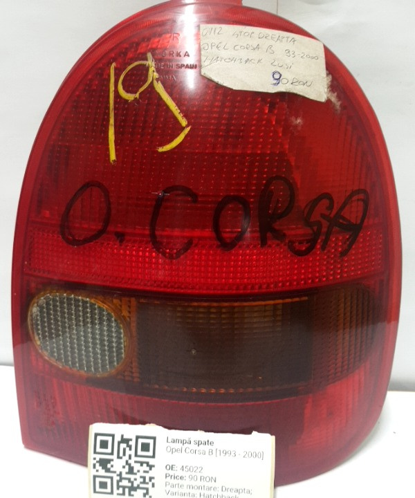 Lampă spate - Parte montare: Dreapta, Varianta: Hatchback - Opel Corsa B [1993 - 2000] Hatchback 3-doors