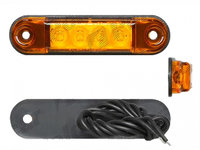 Lampa pozitie gabarit si semnalizare 12/24V, 4 led-uri, oval, fixare cu holsurub, LED, portocaliu, Latime: 77,50 mm, Inaltime: 18 mm, adancime: 11 mm
