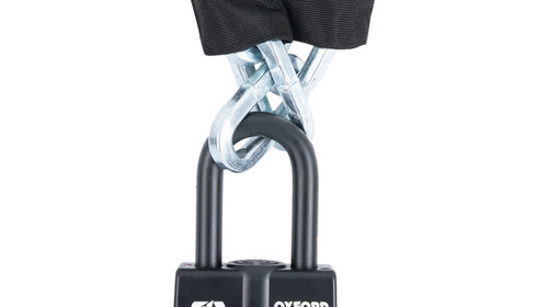 Lant Antifurt Cu Alarma Moto Oxford Boss Alarm 16mm Chain Lock 12mm x 2.0m Otel Negru LK482