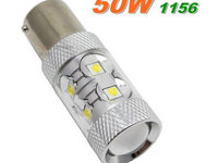 Led auto galben BA15S 50W, 12V - 24V cu leduri EPISTAR - BTLE1120C-BA15S-PORTOCALIU