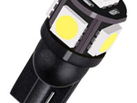 Led T10 5 SMD, W5W, 12V, Pentru Pozitie, Plafoniere, Portbagaj, Lumina Alb 6000K KRU101