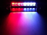 Lumini avertizare 8 LED stroboscop rosu albastru masina auto politie salvare SRI +CADOU!