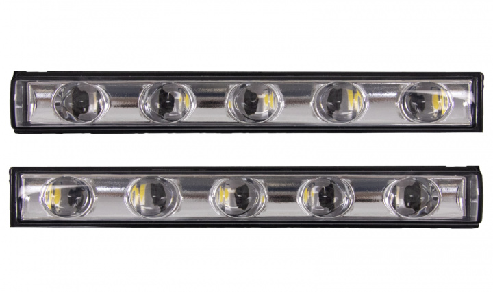 Lumini de zi dedicate LED DRL Crom G65 Design Tuning Mercedes-Benz G-Class W463 1990 1991 1992 1993 1994 1995 1996 1997 1998 1999 2000 2001 2002 2003 2004 2005 2006 2007 2008 DRLMBW463C