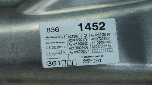 Macara geam electric stanga fata A2128201102 A 212 820 11 02 Mercedes-Benz E-Class W212/S212/C207/A207 [2009 - 2013] wagon 5-usi