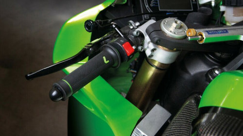 Manere ghidon motocicleta universale Sport-Grip 2buc - Negru/Verde LAMOT90582