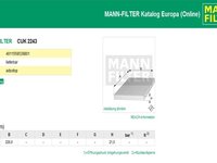 Mann filtru polen cu carbon pt alfa,fiat,opel