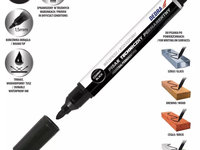 Marker industrial permanent negru, rotund, 2 buc