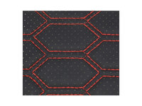 Material imitatie piele tapiterie hexagon cu gaurele negru/cusatura rosie Cod: Y03NR