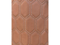 Material imitatie piele tapiterie hexagon maro /cusatura gri ERK AL-210923-9