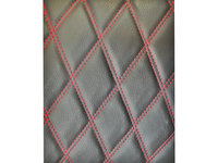 Material imitatie piele tapiterie romb negru/cusatura rosie 1,5mx1m Cod:Y01NR