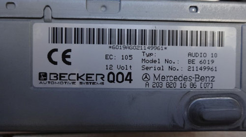 Mercedes Becker Be 6019 radio casetofon + CADOU: Mc 3010 changer 6xCD