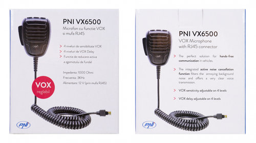Microfon PNI VX6500 cu functie VOX, cu mufa RJ11, pentru statii radio CB PNI HP 6500 si PNI HP 7120 PNI-MVX-6500