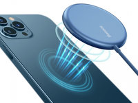 Mini încărcător Magnetic Wireless Qi Baseus 15 W (compatibil MagSafe Pentru IPhone) Albastru (WXJK-H03)