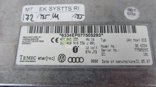 Modul Bluetooth Audi A4 8k, A5 cod 4E0862335 sw 4E0910336J