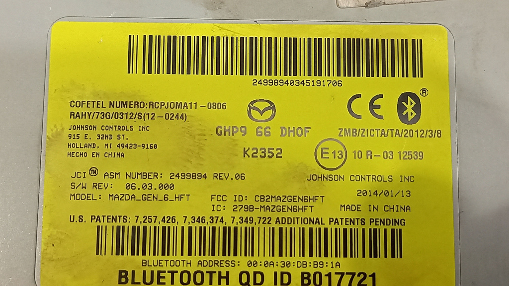 MODUL BLUETOOTH MAZDA CX-5 CX-5 - - (201