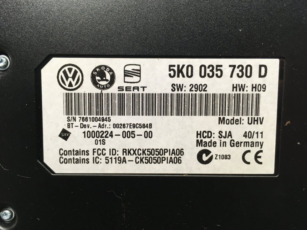 Modul bluetooth VW Passat B7 cod: 5k0035