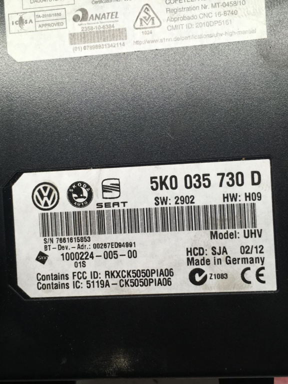 Modul bluetooth VW Passat B7 cod: 5k0035