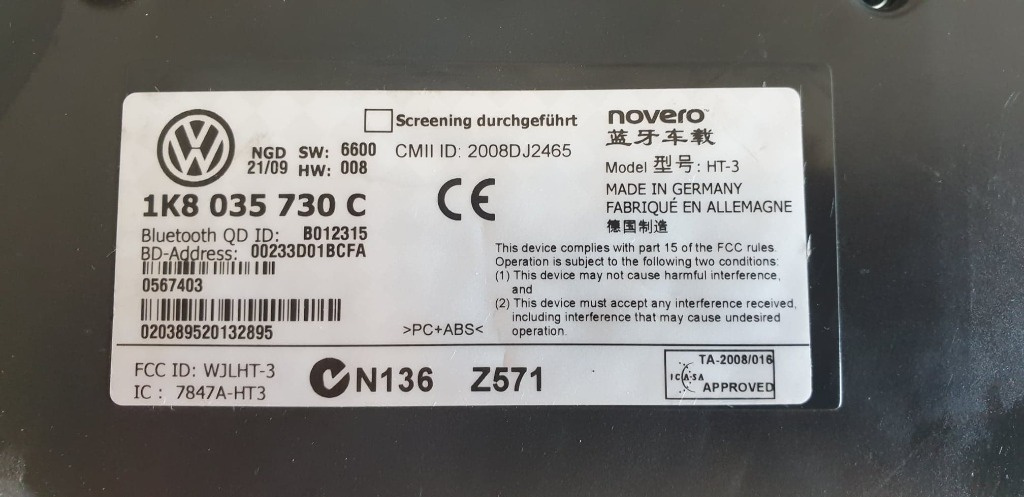 Modul bluetooth VW Transporter T5 cod pi
