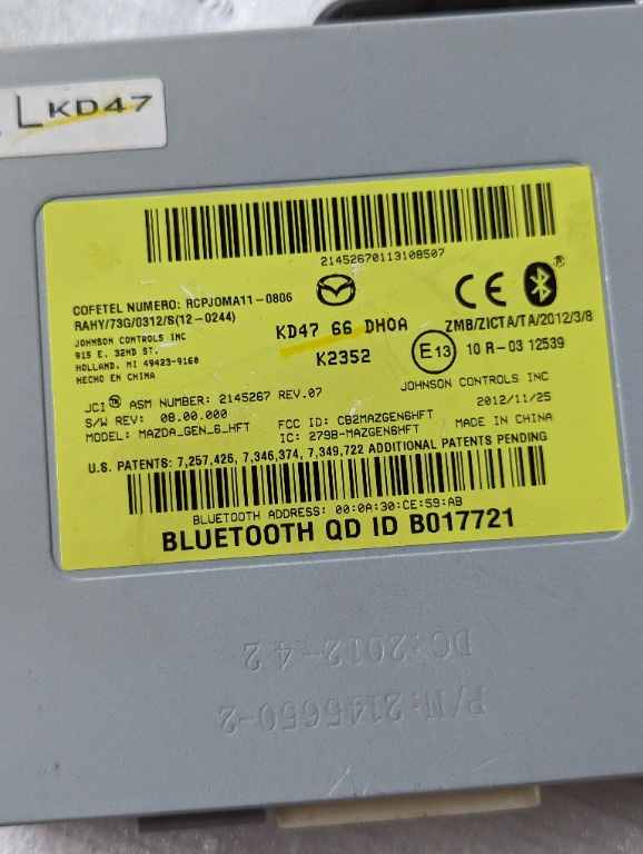 Modul Mazda CX - 5 2012 - 2015 BLUETOOTH KD4766DH0A / KD47 66 DH0A / B017721 / RCPJ0MA11-0806