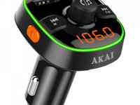 Modulator FM Akai FMT-52BT Bluetooth USB Functie Incarcator Telefon Microfon Incorporat Afisaj Led 160321-4