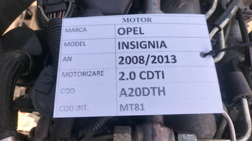 Motor cu injecția inclusă Opel Insignia 2008-2013, 2.0 CDTi, A20DTH