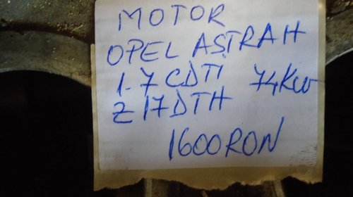 Motor opel astra h 1.7cdti tip motor z17dth kw74