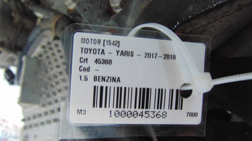 Motor Toyota Yaris din 2018 1.5 Hybrid Cod motor: X1NZ-P92