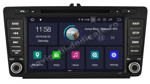 Navigatie Android Skoda Octavia 2 Facelift Ecran 8" GPS CARKIT USB INTERNET NAVD-MT9725 Nu necesita rama