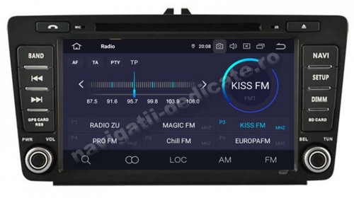 Navigatie Android Skoda Octavia 2 Facelift Ecran 8" GPS CARKIT USB INTERNET NAVD-MT9725 Nu necesita rama
