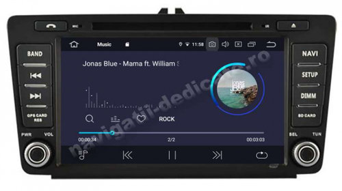 Navigatie Android Skoda Octavia 2 Facelift Ecran 8" GPS CARKIT USB INTERNET NAVD-MT9725 Nu necesita rama