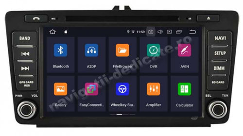 Navigatie Android Skoda Octavia 2 Facelift Ecran 8" GPS CARKIT USB INTERNET NAVD-MT9725 Nu necesita rama