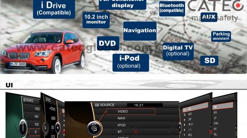 NAVIGATIE DEDICATA BMW X1 E84 2009-2015 ECRAN 9'' 1080P DVD GPS CARKIT