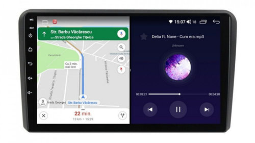 Navigatie dedicata cu Android Audi A3 (8P1) 2003 - 2013, 6GB RAM, Radio GPS Dual Zone, Display HD IPS 9" Touchscreen, Internet Wi-Fi si slot SIM 4G, Bluetooth, MirrorLink, USB, Waze