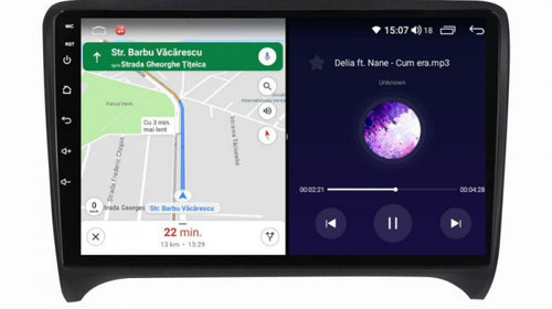 Navigatie dedicata cu Android Audi TT 2006 - 2015, 8GB RAM, Radio GPS Dual Zone, Display HD IPS 9" Touchscreen, Internet Wi-Fi si slot SIM 4G, Bluetooth, MirrorLink, USB, Waze