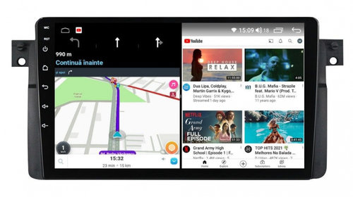 Navigatie dedicata cu Android BMW Seria 3 (E46) 1997 - 2005, 3GB RAM, Radio GPS Dual Zone, Display HD IPS 9" Touchscreen, Internet Wi-Fi si slot SIM 4G, Bluetooth, MirrorLink, USB, Waze