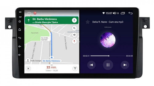Navigatie dedicata cu Android BMW Seria 3 (E46) 1997 - 2005, 6GB RAM, Radio GPS Dual Zone, Display HD IPS 9" Touchscreen, Internet Wi-Fi si slot SIM 4G, Bluetooth, MirrorLink, USB, Waze