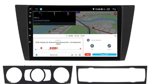 Navigatie dedicata cu Android BMW Seria 3 (E90) 2004 - 2013, 4GB RAM, Radio GPS Dual Zone, Display HD IPS 9" Touchscreen, Internet Wi-Fi si slot SIM 4G, Bluetooth, MirrorLink, USB, Waze