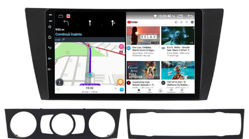 Navigatie dedicata cu Android BMW Seria 3 (E90) 2004 - 2013, 6GB RAM, Radio GPS Dual Zone, Display HD IPS 9" Touchscreen, Internet Wi-Fi si slot SIM 4G, Bluetooth, MirrorLink, USB, Waze